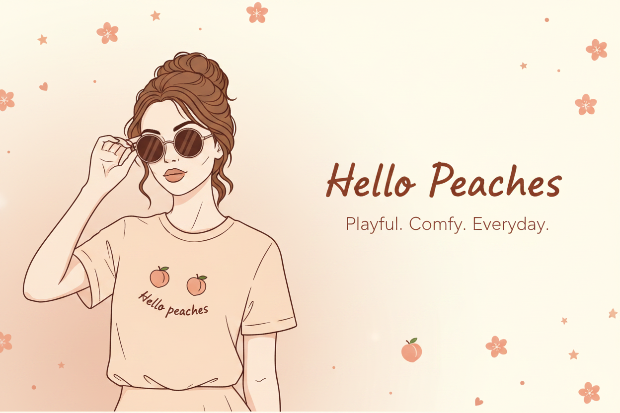 Hello Peaches Fun Banner